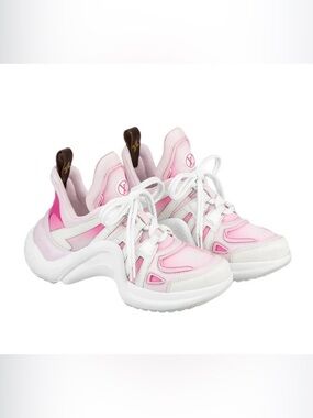 Louis Vuitton Pink and White Archlight-Style Lace-Up Sneakers